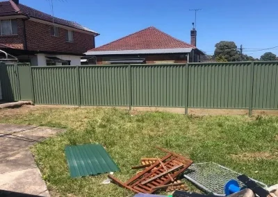 colorbond fence installation with plinths Bexley
